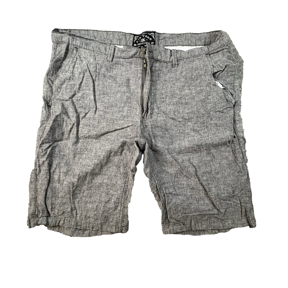 Raw Yarn Industries Men's 39 Gray Linen Cotton Shorts Casual Flat Front Beach